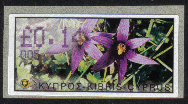 Cyprus Stamps 129 Vending Machine Labels Type E 2002 Limassol (005) "Romulea Tempskyana Freyn" 14 cent - MINT 