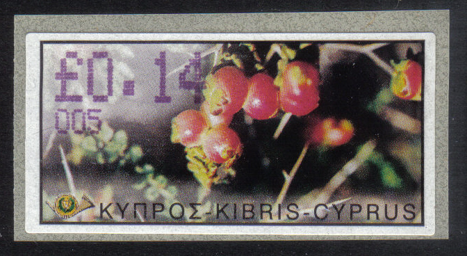 Cyprus Stamps 130 Vending Machine Labels Type E 2002 Limassol (005) "Sarcopoterium Spinosum" 14 cent - MINT