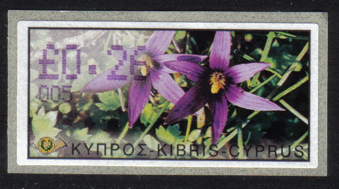 Cyprus Stamps 139 Vending Machine Labels Type E 2002 Limassol (005) "Romulea Tempskyana Freyn" 26 cent - MINT 