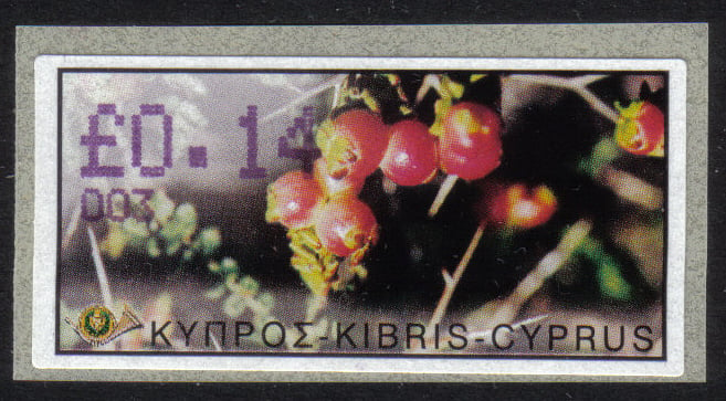 Cyprus Stamps 070 Vending Machine Labels Type E 2002 Nicosia (003) "Sarcopoterium Spinosum" 14 cent - MINT