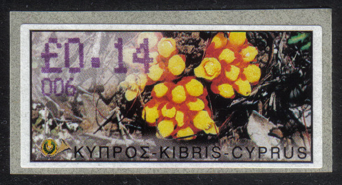 Cyprus Stamps 158 Vending Machine Labels Type E 2002 Paphos (006) "Citinus Hypocistis" 14 cent - MINT 