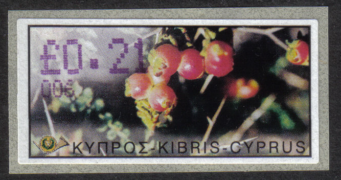Cyprus Stamps 164 Vending Machine Labels Type E 2002 Paphos (006) "Romulea Tempskyana Freyn" 21 cent - MINT 
