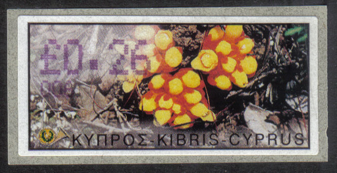 Cyprus Stamps 168 Vending Machine Labels Type E 2002 Paphos (006) "Citinus Hypocistis" 26 cent - MINT 