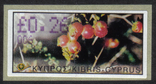 Cyprus Stamps 170 Vending Machine Labels Type E 2002 Paphos (006) "Sarcopoterium Spinosum" 26 cent - MINT 