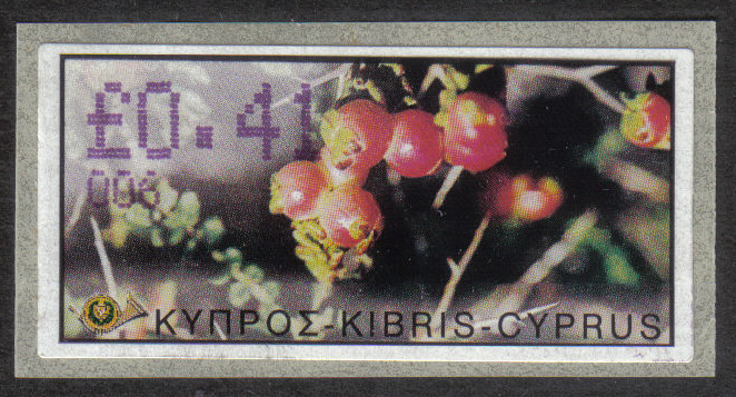 Cyprus Stamps 180 Vending Machine Labels Type E 2002 Paphos (006) "Sarcopoterium Spinosum" 41 cent - MINT