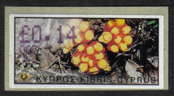 Cyprus Stamps 188 Vending Machine Labels Type E 2002 Larnaca (007) "Citinus Hypocistis" 14 cent - MINT 
