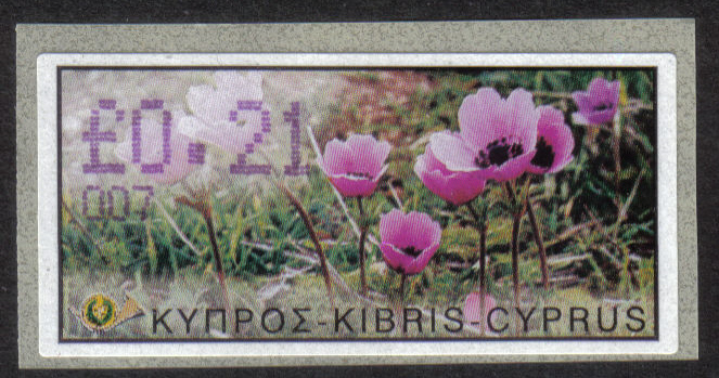 Cyprus Stamps 192 Vending Machine Labels Type E 2002 Larnaca (007) "Anunculus Asiaticus" 21 cent - MINT 