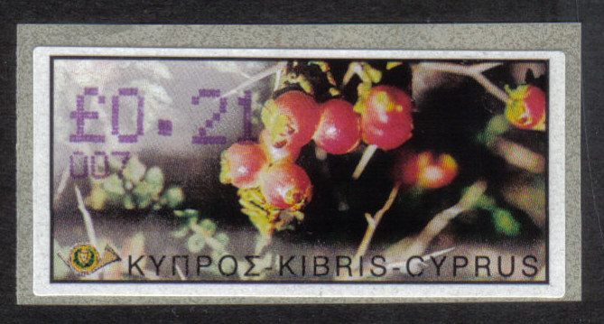 Cyprus Stamps 195 Vending Machine Labels Type E 2002 Larnaca (007) "Sarcopoterium Spinosum" 21 cent - MINT 