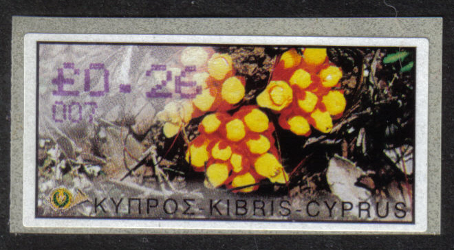 Cyprus Stamps 198 Vending Machine Labels Type E 2002 Larnaca (007) "Citinus Hypocistis" 26 cent - MINT 