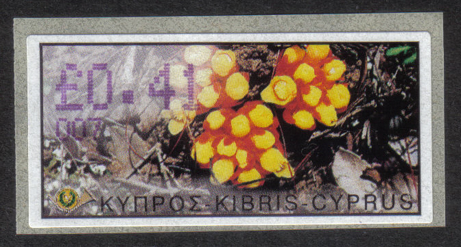 Cyprus Stamps 208 Vending Machine Labels Type E 2002 Larnaca (007) "Citinus Hypocistis" 41 cent - MINT 