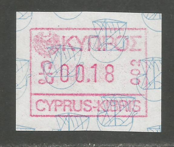 Cyprus Stamps 009 Vending Machine Labels Type A 1989 (002) Limassol 18 cent