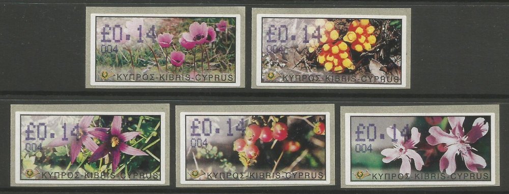 Cyprus Stamps 097-101 Vending Machine Labels Type E 2002 Ag Napa (004) One 