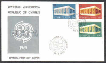 Cyprus Stamps SG 331-33 1969 Europa Emblem - Official FDC