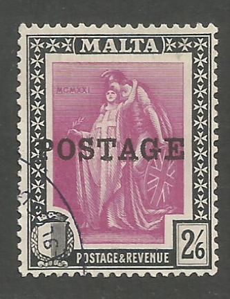 Malta Stamps SG 0154 1926 Overprints 2 Shillings 6 penny - USED (h937)
