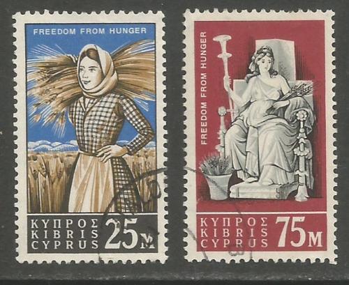 Cyprus Stamps SG 227-28 1963 Freedom from hunger - USED (h955)
