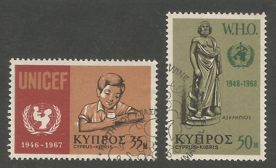 Cyprus Stamps SG 322-23 1968 UNICEF WHO - USED (h956)