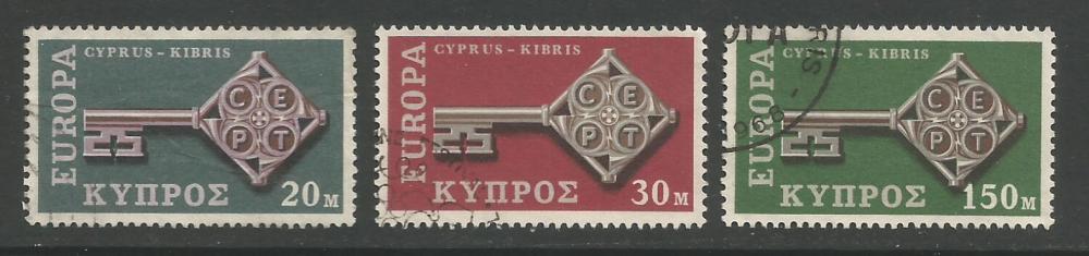 Cyprus Stamps SG 319-21 1968 Europa key - USED (h959)