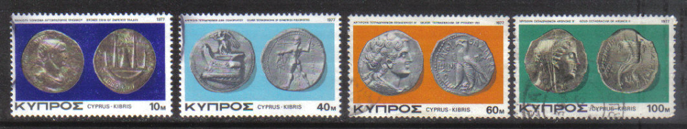 Cyprus Stamps SG 486-89 1977 Ancient Coins - USED (g786)