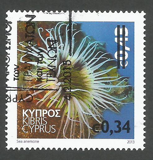 Cyprus Stamps SG 2015 (b) 34c Overprint on 43c Sea Anemone Marine Stamp - C