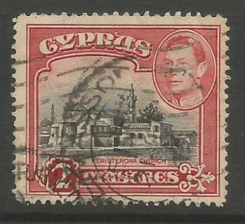 Cyprus Stamps SG 155c 1944 KGVI  2 Piastres Perf 12.5 x 13.5 - USED (k011)) 