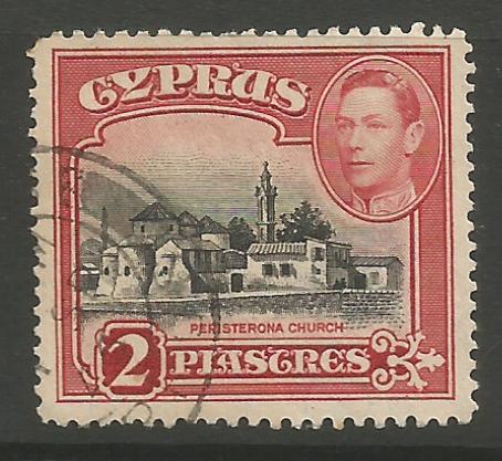 Cyprus Stamps SG 155c 1944 KGVI  2 Piastres Perf 12.5 x 13.5 - USED (k012) 