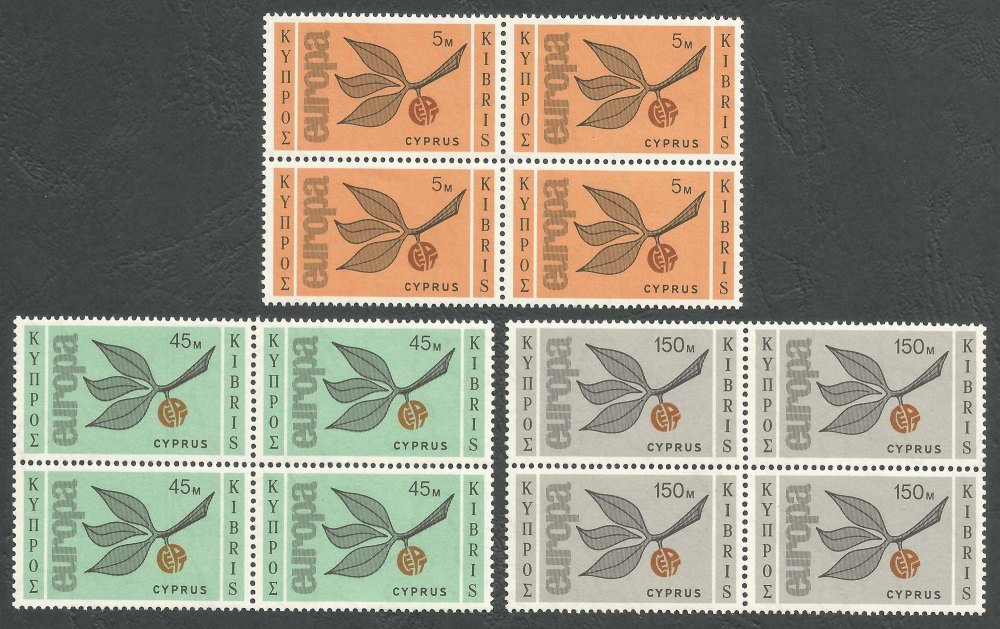 Cyprus Stamps SG 267-69 1965 Europa Sprig - Block of 4 MINT
