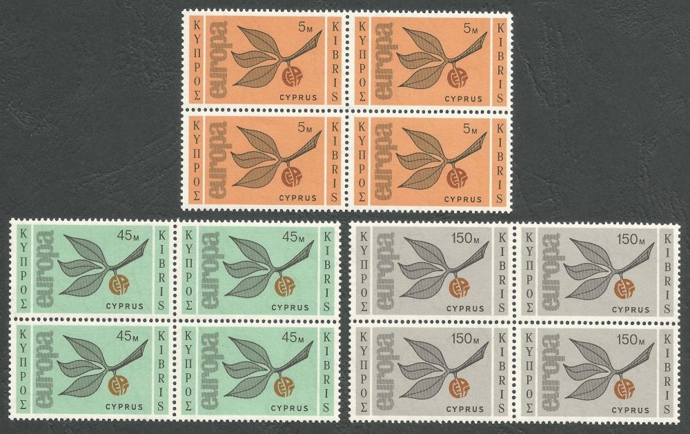 Cyprus Stamps SG 267-69 1965 Europa Sprig - Block of 4 MINT