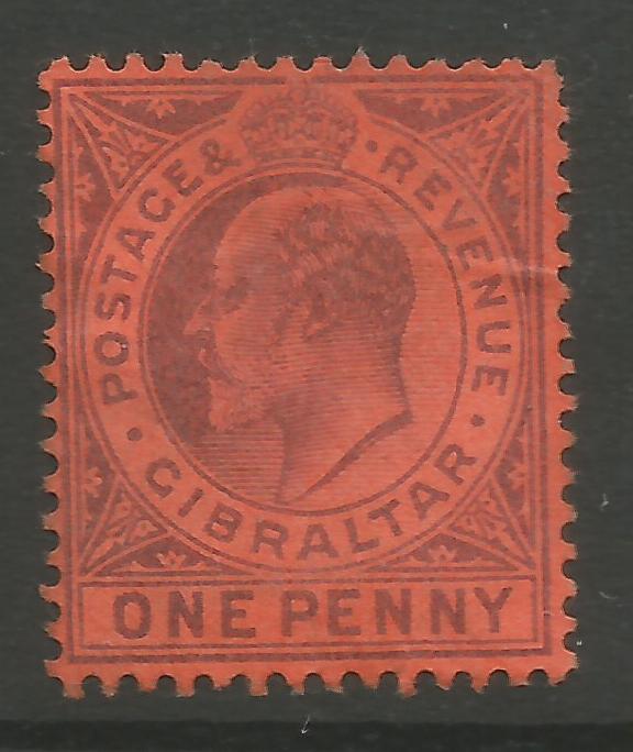 Gibraltar Stamps SG 0047 1903 One penny - MH (k026)