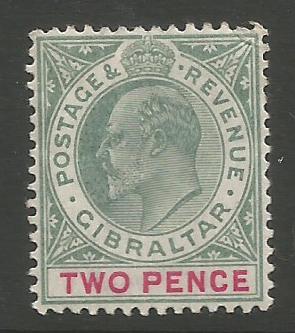 Gibraltar Stamps SG 0048 1903 Two penny - MLH (k027)