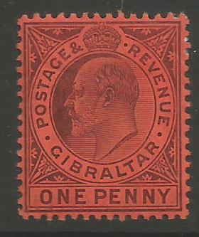 Gibraltar Stamps SG 0057 or 57c 1904 One penny - MH (k032)
