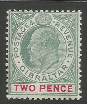 Gibraltar Stamps SG 0058 or 58a 1907 Two penny - MINT (k033)