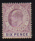 Gibraltar Stamps SG 0060 or 0060a 1906/08 Six pence - MLH (d461)
