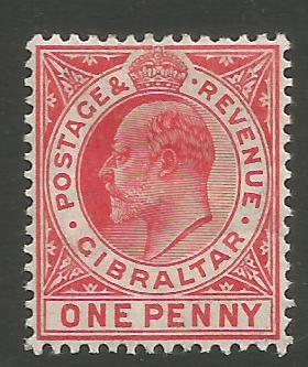Gibraltar Stamps SG 0067 1906 One penny - MH (k037)