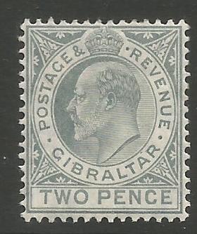 Gibraltar Stamps SG 0068 1910 Two penny - MH (k038)