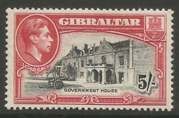 Gibraltar Stamps SG 0129a 1938 Five Shilling - MLH (k058)