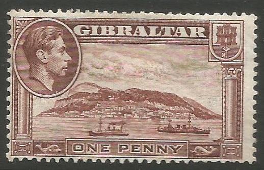 Gibraltar Stamps SG 0122c 1944 One Penny - MH (k044)