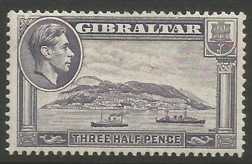 Gibraltar Stamps SG 0123b 1943 Three Halfpenny - MLH (k046)