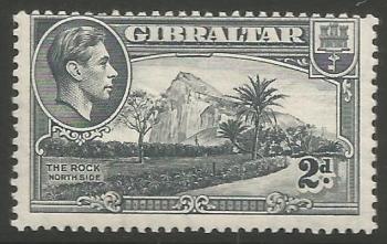 Gibraltar Stamps SG 0124b 1943 Two penny - MINT (k048)