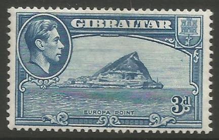 Gibraltar Stamps SG 0125b 1942 Three penny - MLH (k051)