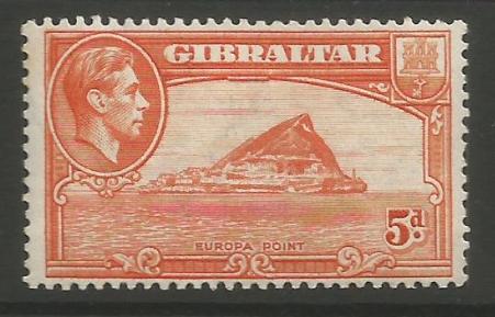 Gibraltar Stamps SG 0125c 1947 Five penny - MLH (k052)