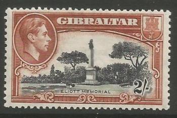 Gibraltar Stamps SG 0128b 1942 Two Shilling - MLH (k057)