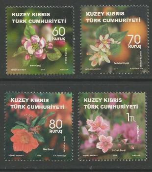 North Cyprus Stamps SG 0786-89 2014 Fruit Tree Flowers - MINT