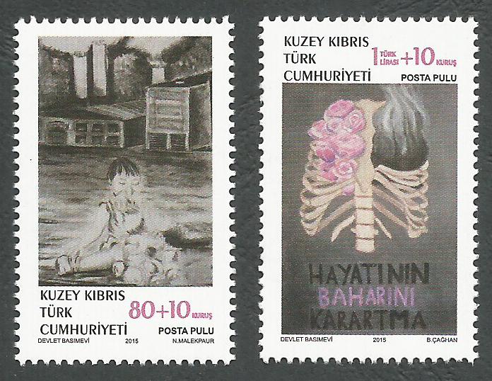 North Cyprus Stamps SG 0792-93 2015 Struggle with Cancer - MINT