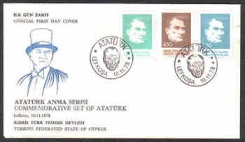 North Cyprus Stamps SG 71-73 1978 Ataturk - Official FDC