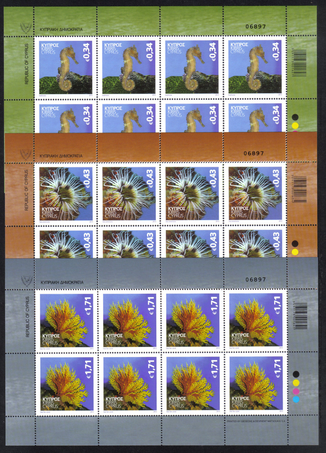 Cyprus Stamps SG 2013 (g) Organisms of the Mediterranean marine environment