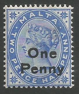 Malta Stamps SG 0037 1902 One Penny Overprint - MLH (k098)