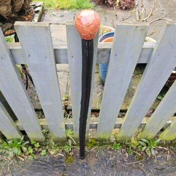 HEAVY IRISH BLACKTHORN WALKING STICK WITH A BURL ELM HANDLE 789EW