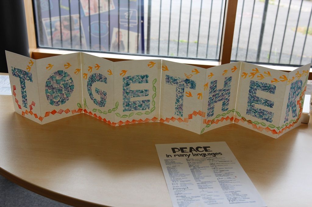 Together Banner at East Side Print workshop at Whitehawk Library