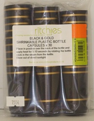Shrink Caps - Black and Gold (Pack of 30)