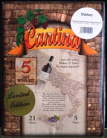 cantina gold 5 day malbec wine kit